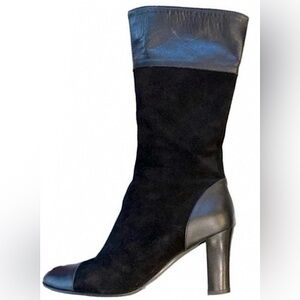Cordani Vero Cuoio Black Suede & Leather Tall Heeled Boots EU 38.5 US Women's 8